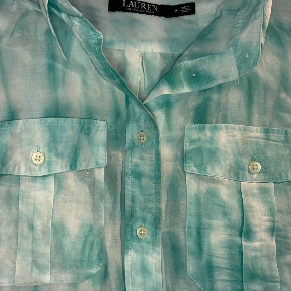 Women’s Lauren Ralph Lauren Teal Tye Dye Shirt